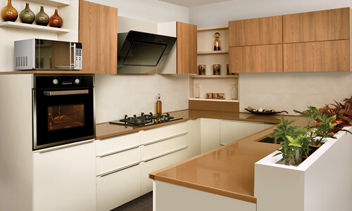 U shaped modular kitchen